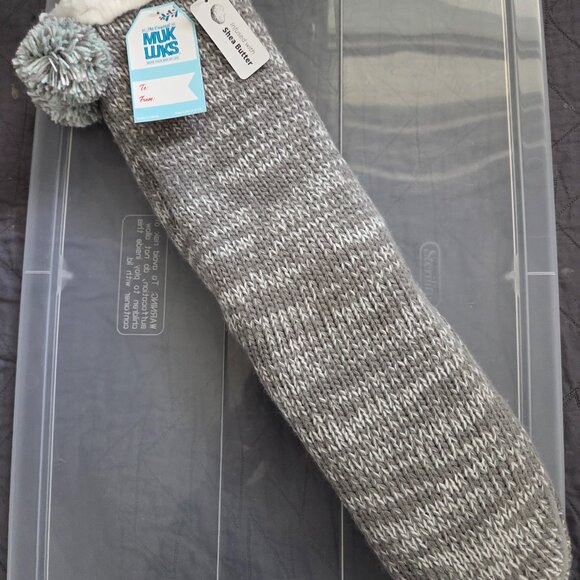 NWT MUK LUKS Women's Shea Butter Long Slipper Socks with Grips M/XL (8.5-11) - Picture 1 of 3